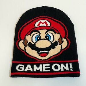 Nintendo Mario Bros. 'Game On!' Knit Beanie - Black & Red Youth OS